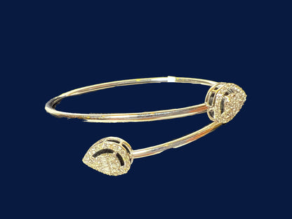 Cuff style diamond and gold bangle bracelet